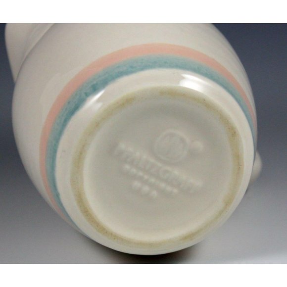 Pfaltzgraff Stoneware Sunrise Blue & Peach Bands Creamer Discontinued EUC - Picture 2 of 3